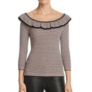 Rebecca Taylor 100% Merino Wool Ruffle Neckline Sweater Size M